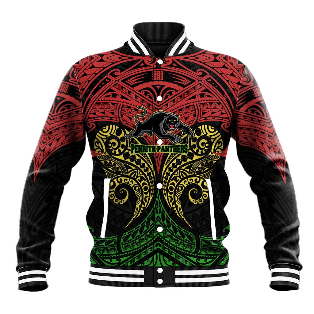 Personalized Penrith Panthers Baseball Jacket Polynesian Tribal Pattern Style