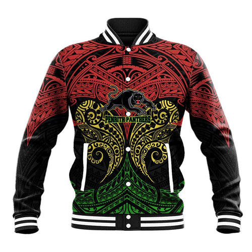 Personalized Penrith Panthers Baseball Jacket Polynesian Tribal Pattern Style