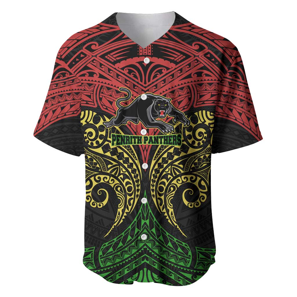 Personalized Penrith Panthers Baseball Jersey Polynesian Tribal Pattern Style