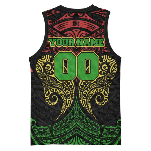 Personalized Penrith Panthers Basketball Jersey Polynesian Tribal Pattern Style