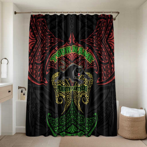 Personalized Penrith Panthers Bathroom Set Polynesian Tribal Pattern Style
