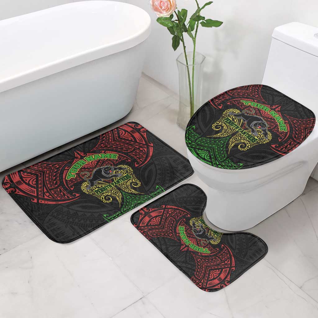 Personalized Penrith Panthers Bathroom Set Polynesian Tribal Pattern Style
