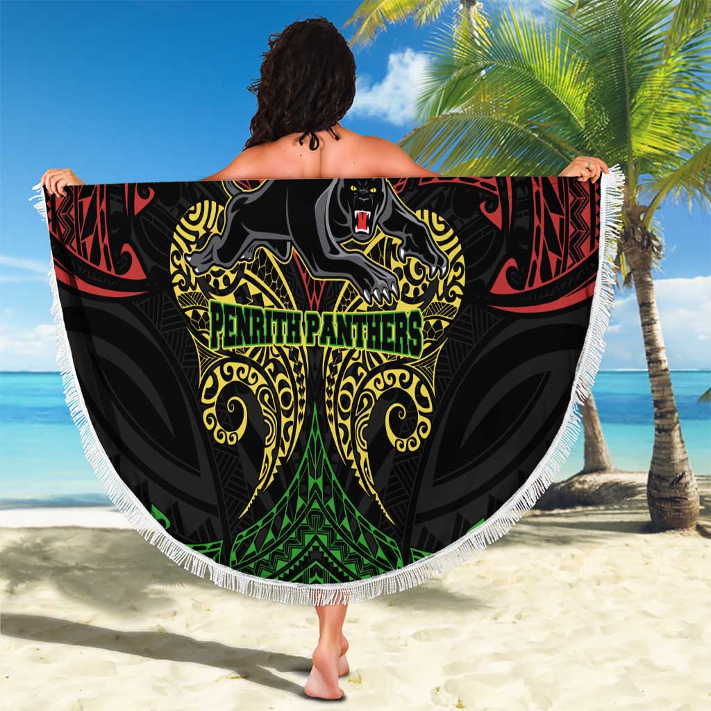 Personalized Penrith Panthers Beach Blanket Polynesian Tribal Pattern Style