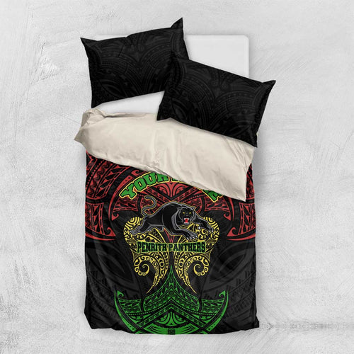 Personalized Penrith Panthers Bedding Set Polynesian Tribal Pattern Style