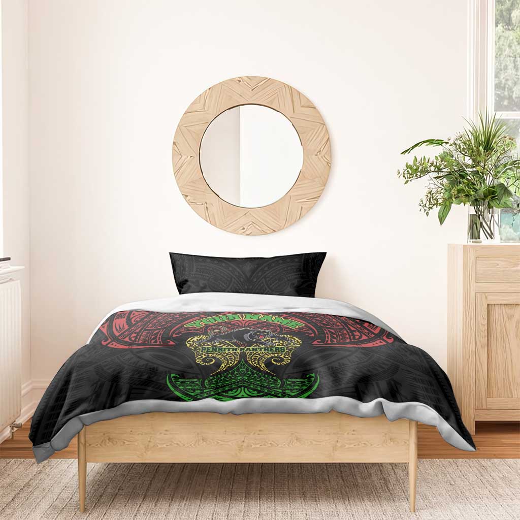 Personalized Penrith Panthers Bedding Set Polynesian Tribal Pattern Style