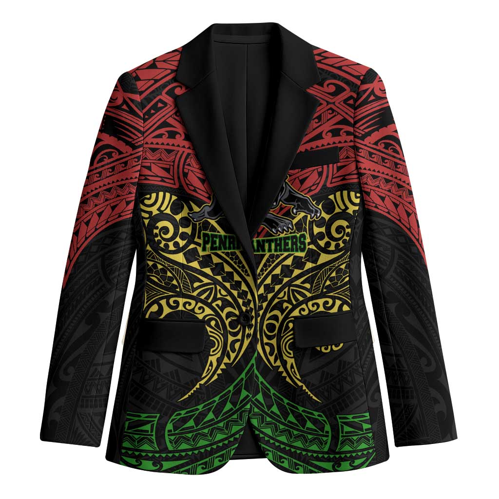 Personalized Penrith Panthers Blazer Polynesian Tribal Pattern Style