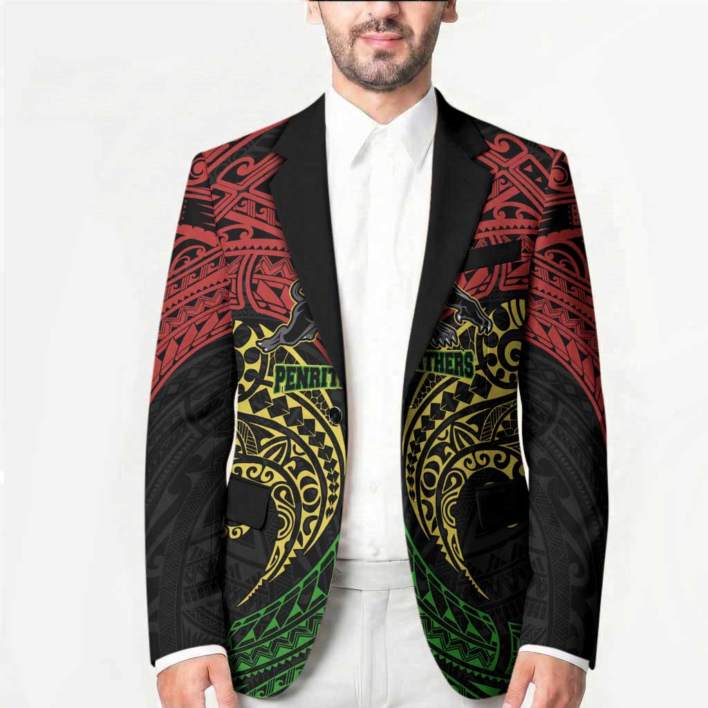 Personalized Penrith Panthers Blazer Polynesian Tribal Pattern Style
