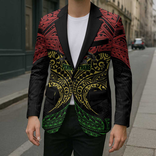 Personalized Penrith Panthers Blazer Polynesian Tribal Pattern Style