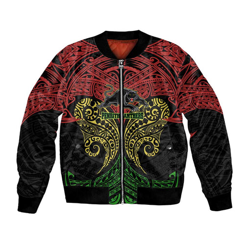 Personalized Penrith Panthers Bomber Jacket Polynesian Tribal Pattern Style