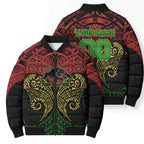Personalized Penrith Panthers Bomber Puffer Jacket Polynesian Tribal Pattern Style