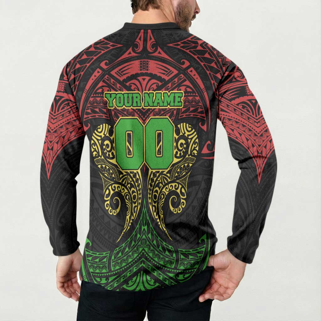 Personalized Penrith Panthers Button Sweatshirt Polynesian Tribal Pattern Style