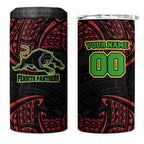 Personalized Penrith Panthers 4 in 1 Can Cooler Tumbler Polynesian Tribal Pattern Style
