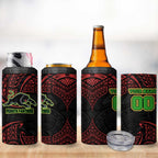 Personalized Penrith Panthers 4 in 1 Can Cooler Tumbler Polynesian Tribal Pattern Style