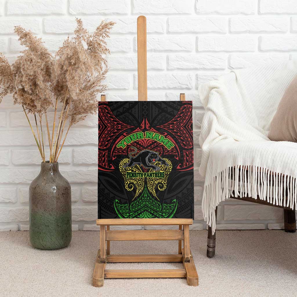 Personalized Penrith Panthers Canvas Wall Art Polynesian Tribal Pattern Style