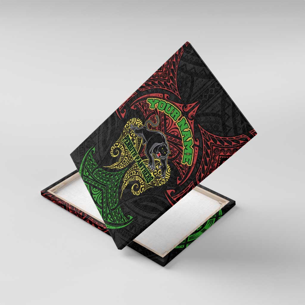 Personalized Penrith Panthers Canvas Wall Art Polynesian Tribal Pattern Style