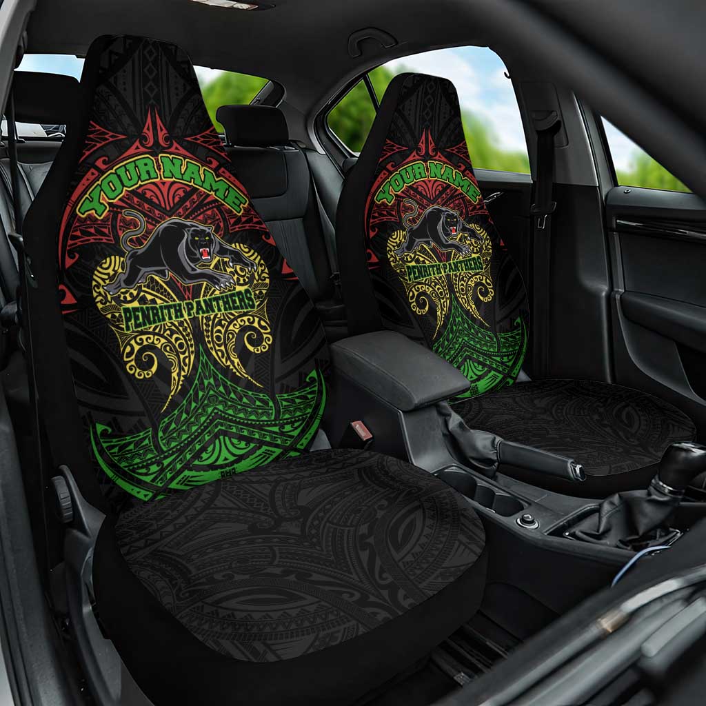 Personalized Penrith Panthers Car Seat Cover Polynesian Tribal Pattern Style
