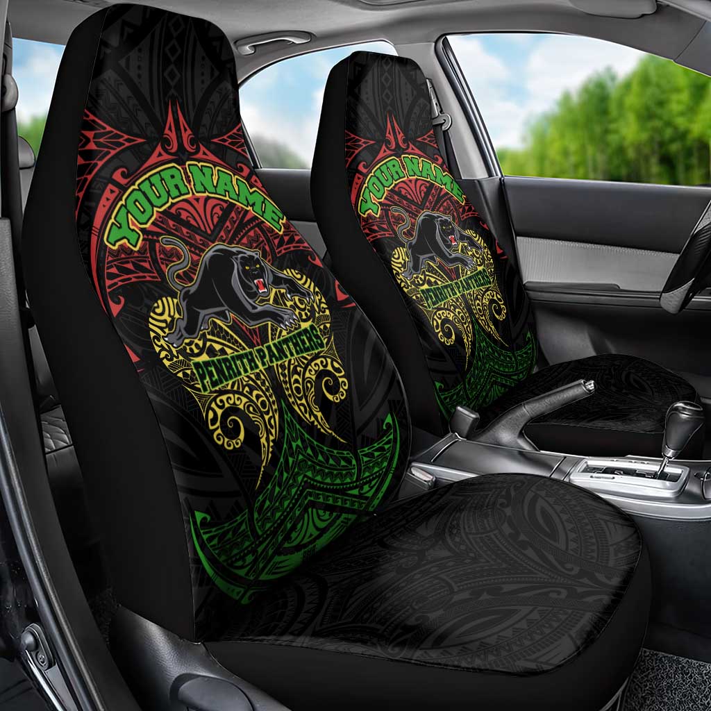 Personalized Penrith Panthers Car Seat Cover Polynesian Tribal Pattern Style