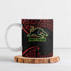 Personalized Penrith Panthers Ceramic Mug Polynesian Tribal Pattern Style