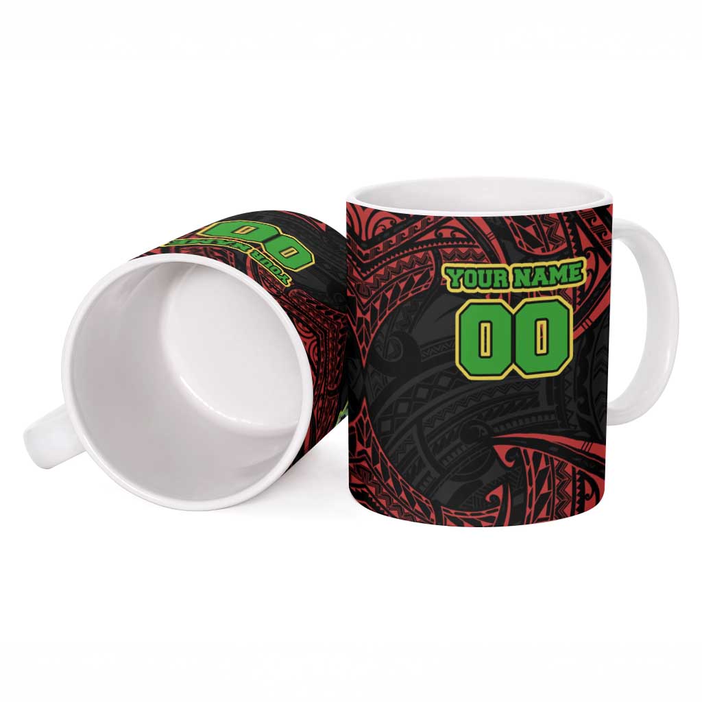 Personalized Penrith Panthers Ceramic Mug Polynesian Tribal Pattern Style