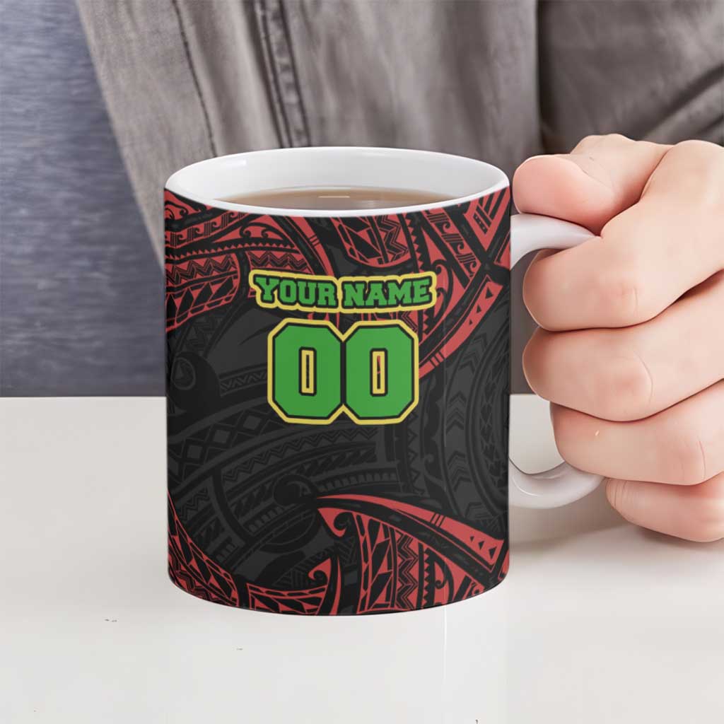 Personalized Penrith Panthers Ceramic Mug Polynesian Tribal Pattern Style