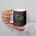 Personalized Penrith Panthers Ceramic Mug Polynesian Tribal Pattern Style