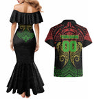 Personalized Penrith Panthers Couples Matching Mermaid Dress and Hawaiian Shirt Polynesian Tribal Pattern Style