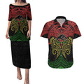 Personalized Penrith Panthers Couples Matching Puletasi and Hawaiian Shirt Polynesian Tribal Pattern Style