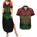 Personalized Penrith Panthers Couples Matching Summer Maxi Dress and Hawaiian Shirt Polynesian Tribal Pattern Style