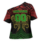 Personalized Penrith Panthers Cross Shoulder Shirt Polynesian Tribal Pattern Style