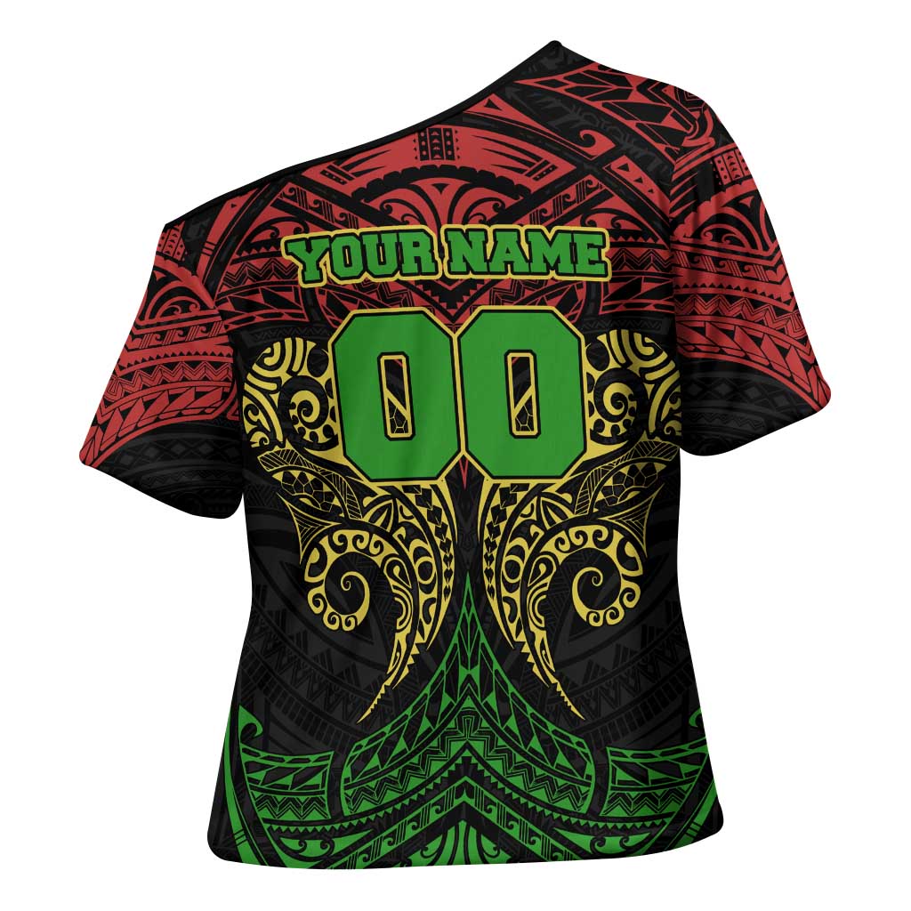 Personalized Penrith Panthers Cross Shoulder Shirt Polynesian Tribal Pattern Style