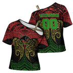 Personalized Penrith Panthers Cross Shoulder Shirt Polynesian Tribal Pattern Style