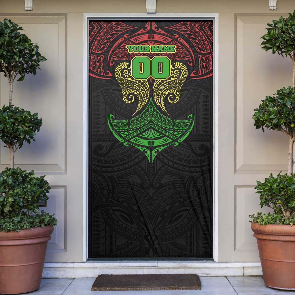 Personalized Penrith Panthers Door Cover Polynesian Tribal Pattern Style