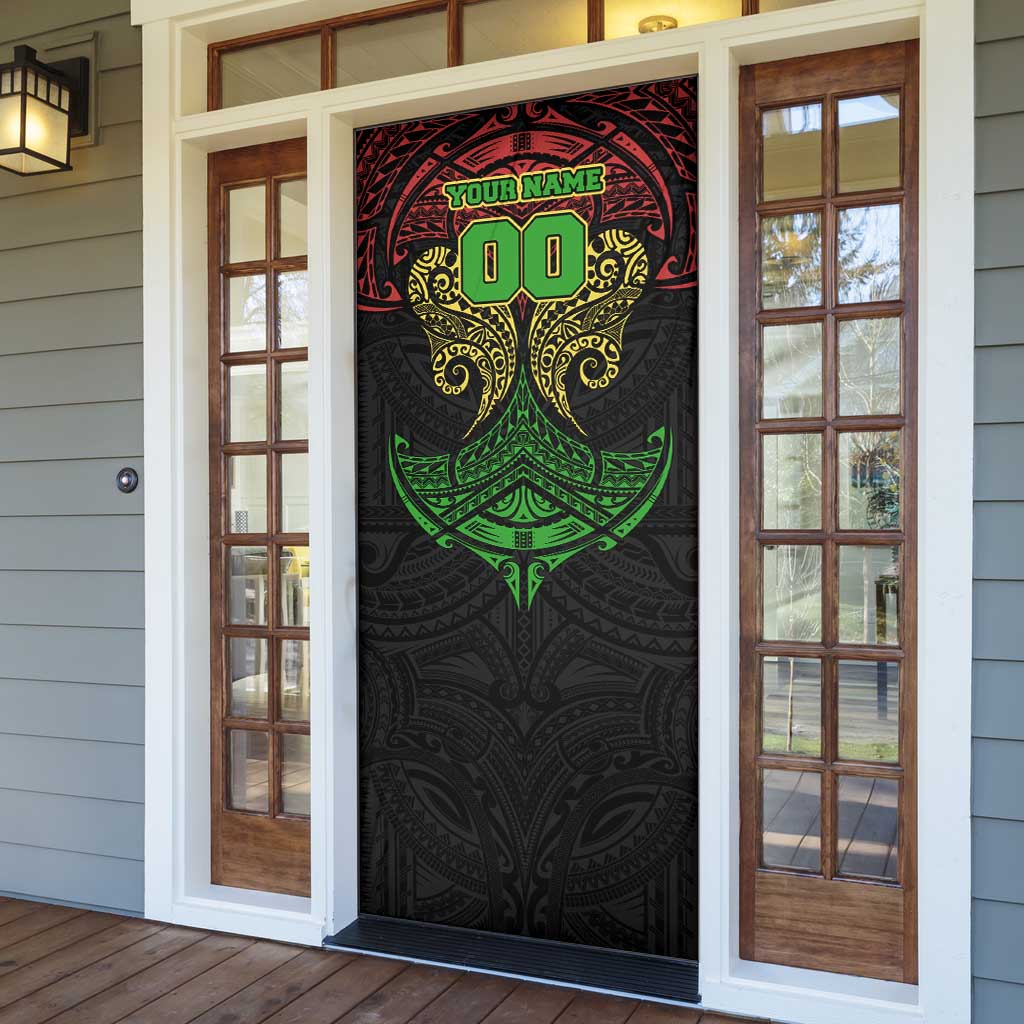 Personalized Penrith Panthers Door Cover Polynesian Tribal Pattern Style
