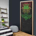 Personalized Penrith Panthers Door Cover Polynesian Tribal Pattern Style