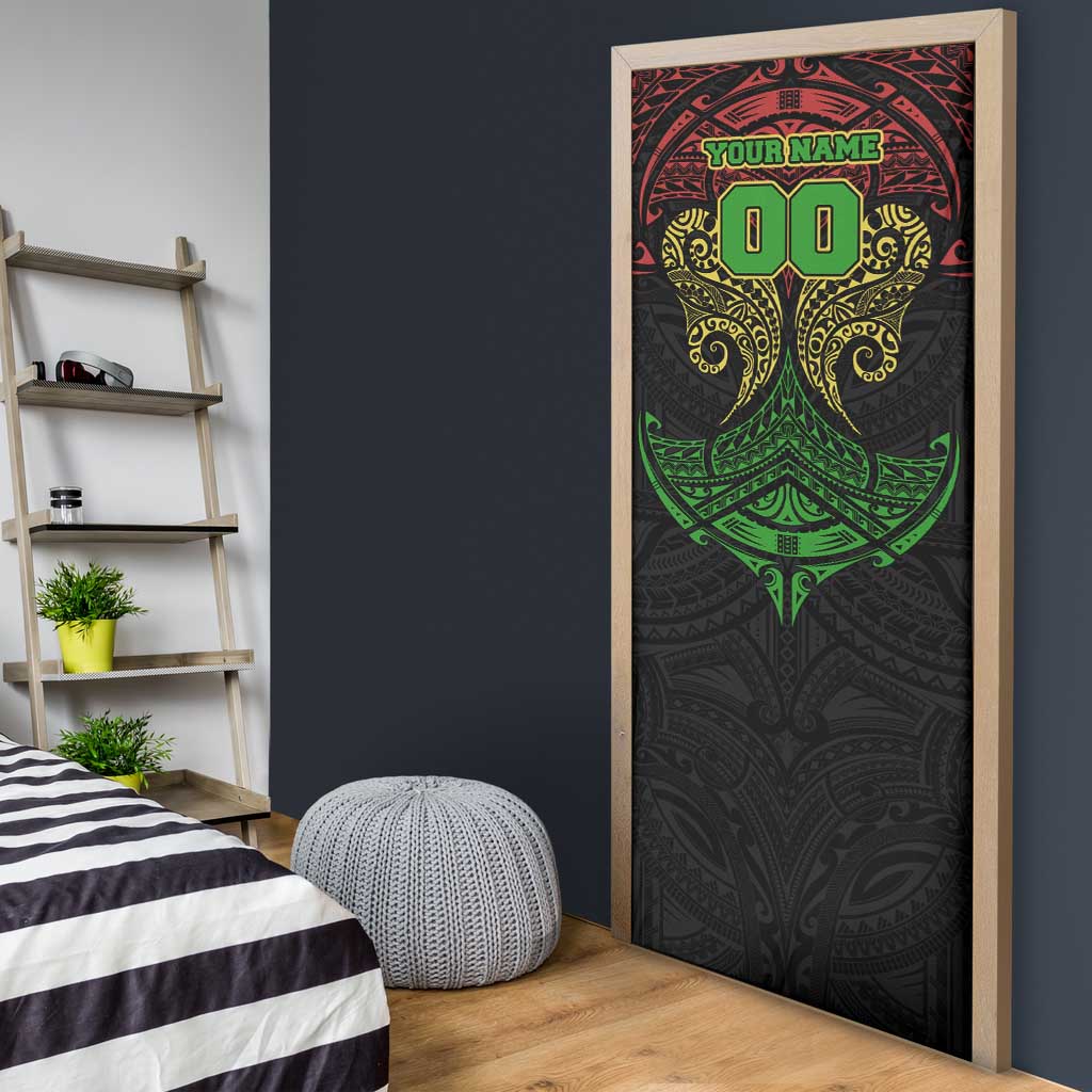 Personalized Penrith Panthers Door Cover Polynesian Tribal Pattern Style