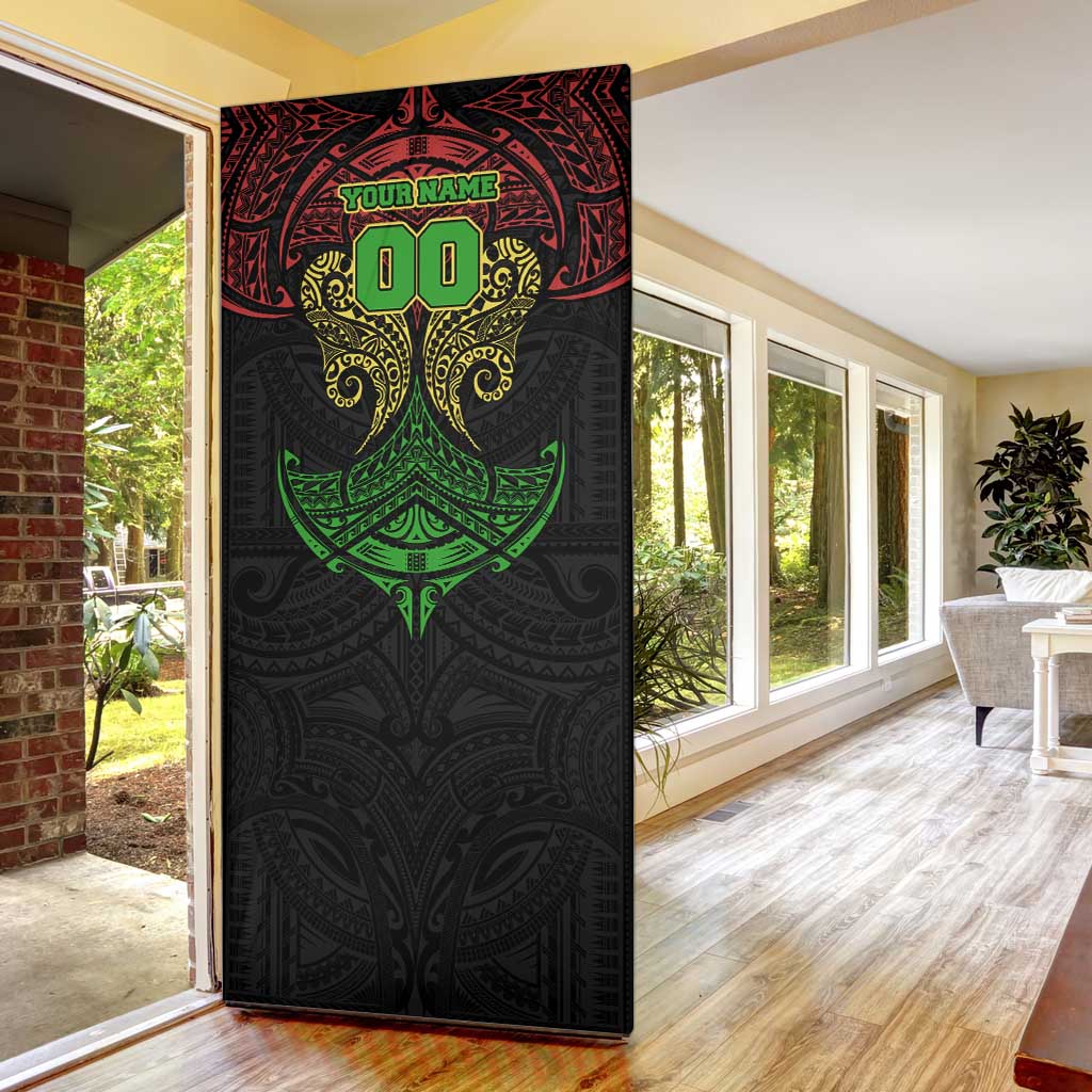 Personalized Penrith Panthers Door Cover Polynesian Tribal Pattern Style