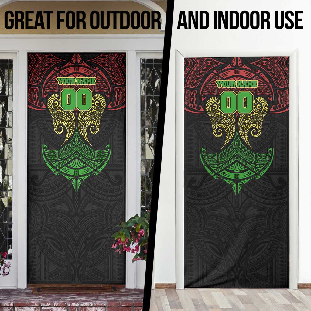Personalized Penrith Panthers Door Cover Polynesian Tribal Pattern Style