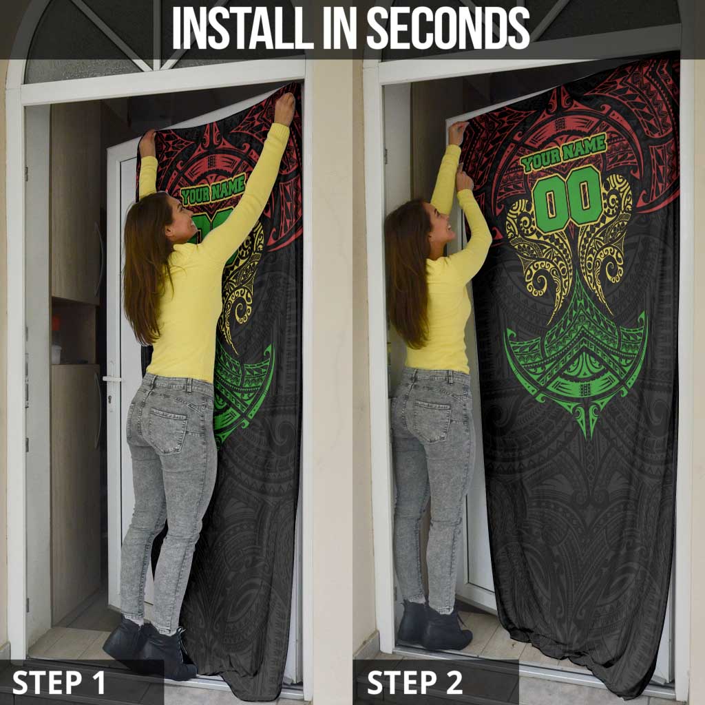 Personalized Penrith Panthers Door Cover Polynesian Tribal Pattern Style