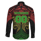 Personalized Penrith Panthers Family Matching Long Sleeve Bodycon Dress and Hawaiian Shirt Polynesian Tribal Pattern Style