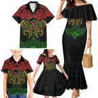 Personalized Penrith Panthers Family Matching Mermaid Dress and Hawaiian Shirt Polynesian Tribal Pattern Style