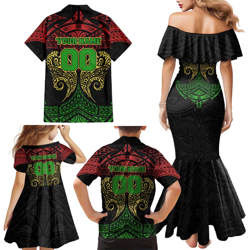 Personalized Penrith Panthers Family Matching Mermaid Dress and Hawaiian Shirt Polynesian Tribal Pattern Style