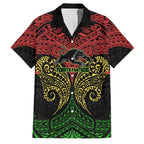 Personalized Penrith Panthers Family Matching Off The Shoulder Long Sleeve Dress and Hawaiian Shirt Polynesian Tribal Pattern Style