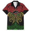 Personalized Penrith Panthers Family Matching Off Shoulder Short Dress and Hawaiian Shirt Polynesian Tribal Pattern Style