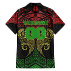 Personalized Penrith Panthers Family Matching Off Shoulder Short Dress and Hawaiian Shirt Polynesian Tribal Pattern Style