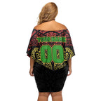 Personalized Penrith Panthers Family Matching Off Shoulder Short Dress and Hawaiian Shirt Polynesian Tribal Pattern Style