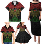 Personalized Penrith Panthers Family Matching Puletasi and Hawaiian Shirt Polynesian Tribal Pattern Style