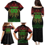 Personalized Penrith Panthers Family Matching Puletasi and Hawaiian Shirt Polynesian Tribal Pattern Style