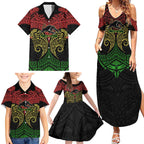 Personalized Penrith Panthers Family Matching Summer Maxi Dress and Hawaiian Shirt Polynesian Tribal Pattern Style