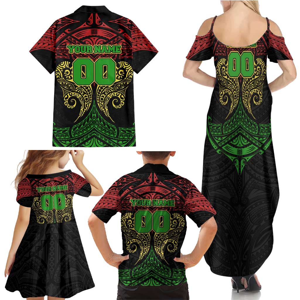 Personalized Penrith Panthers Family Matching Summer Maxi Dress and Hawaiian Shirt Polynesian Tribal Pattern Style