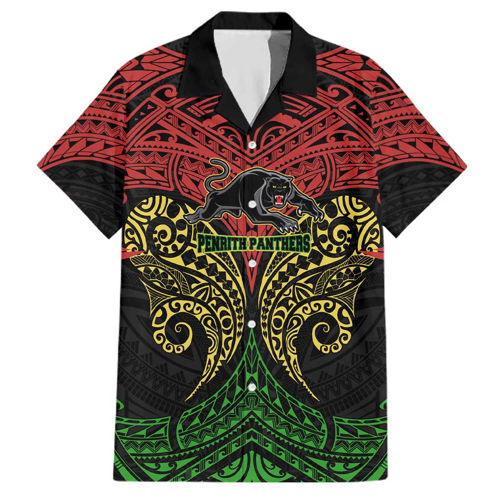 Personalized Penrith Panthers Family Matching Summer Maxi Dress and Hawaiian Shirt Polynesian Tribal Pattern Style